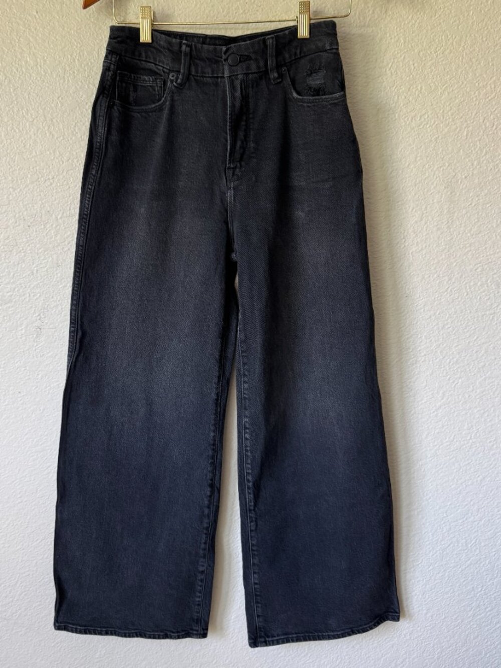 Good American Good Skate Cropped Wide Jeans Sz 2/26  High Rise Black